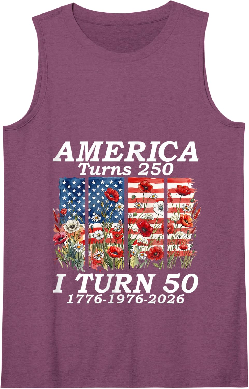 Funny America Turns 250 I Turn 50 1976 USA 50th Birthday Tank Top - Purple