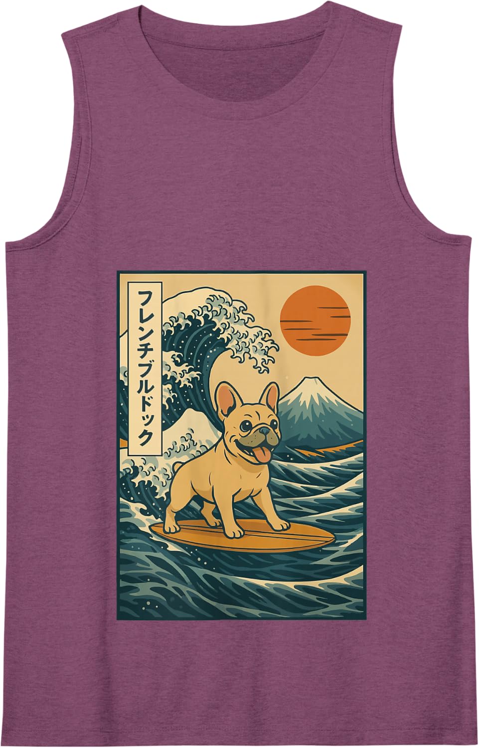 French Bulldog Surfing Japanese Tank Top - Purple