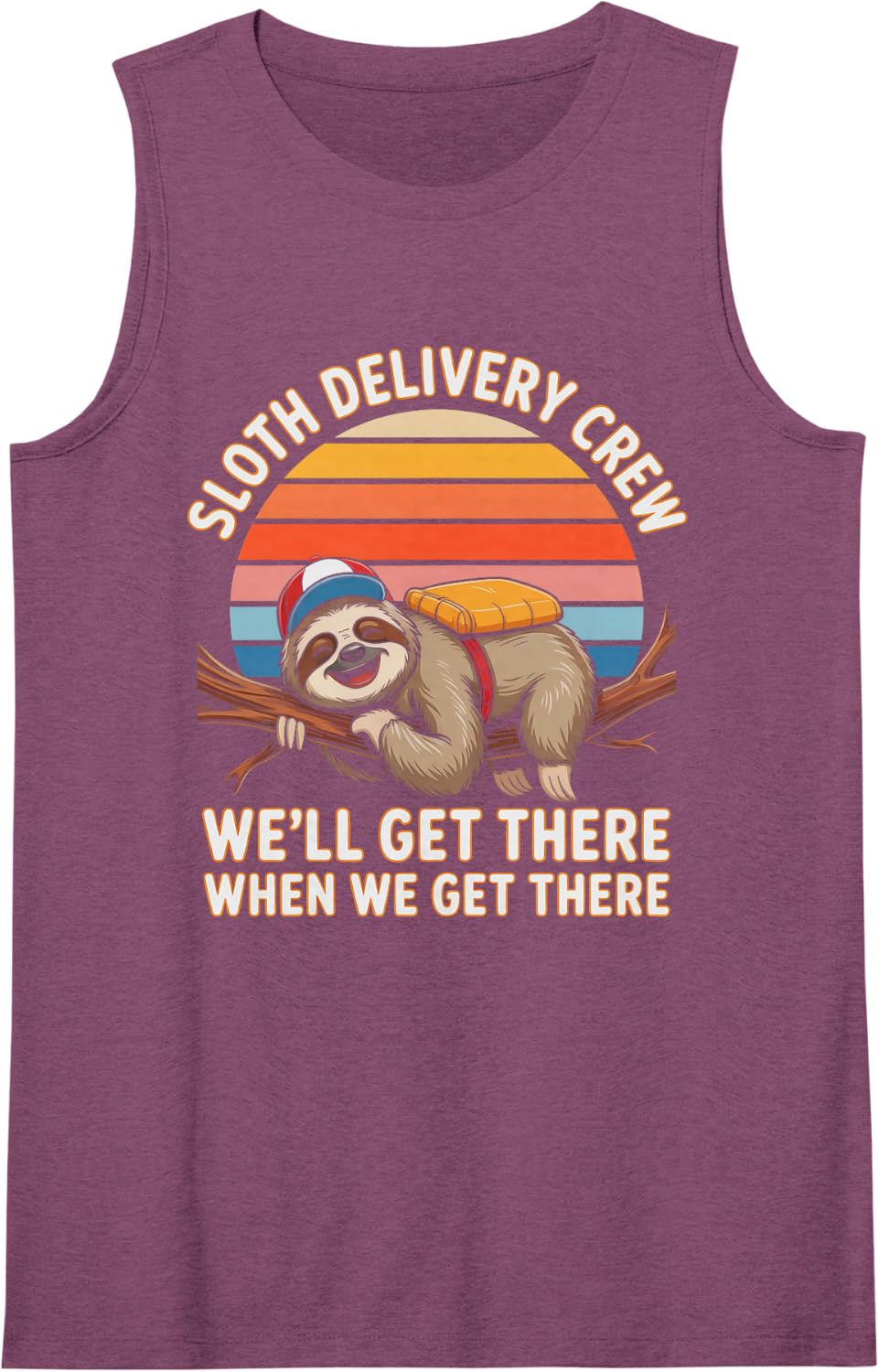 Cute Sloth DELIVERY Crew Service Pizza Guy Award Team Relax Sleeveless Tank Top - Purple
