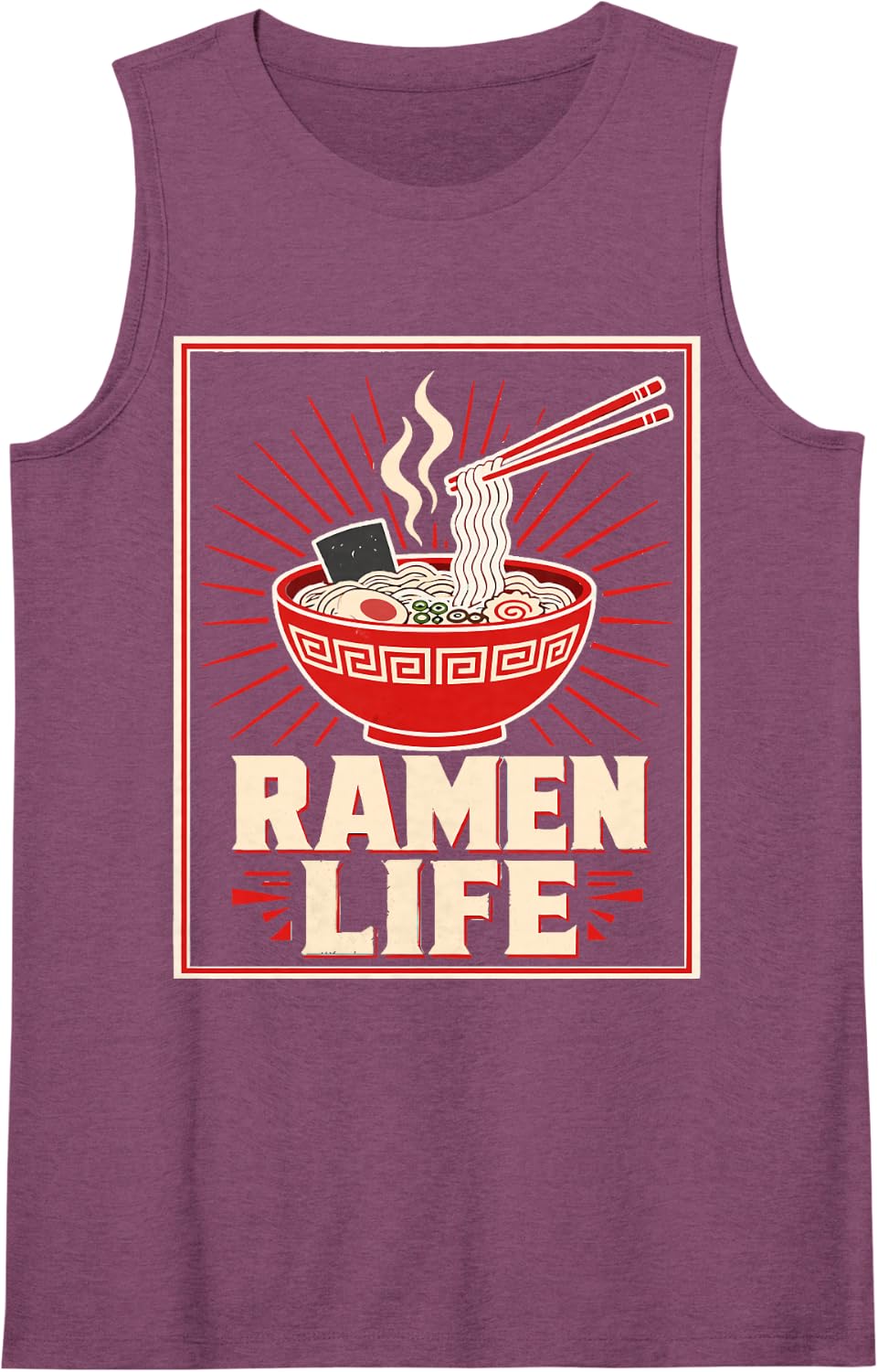 Ramen Lover Graphic Japanese Noodles Sleeveless Tank Top - Purple