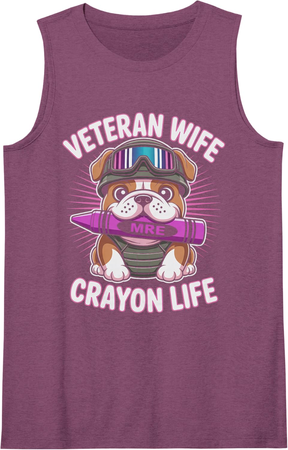 Funny Veteran Wife Crayon Life Vietnam Vet Squad Officer Mom Sleeveless Tank Top - Purple