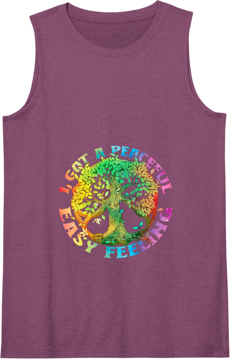 I Got Peaceful Easy a Feeling Hippie Peace Tree Of Lifes Tank Top - Purple