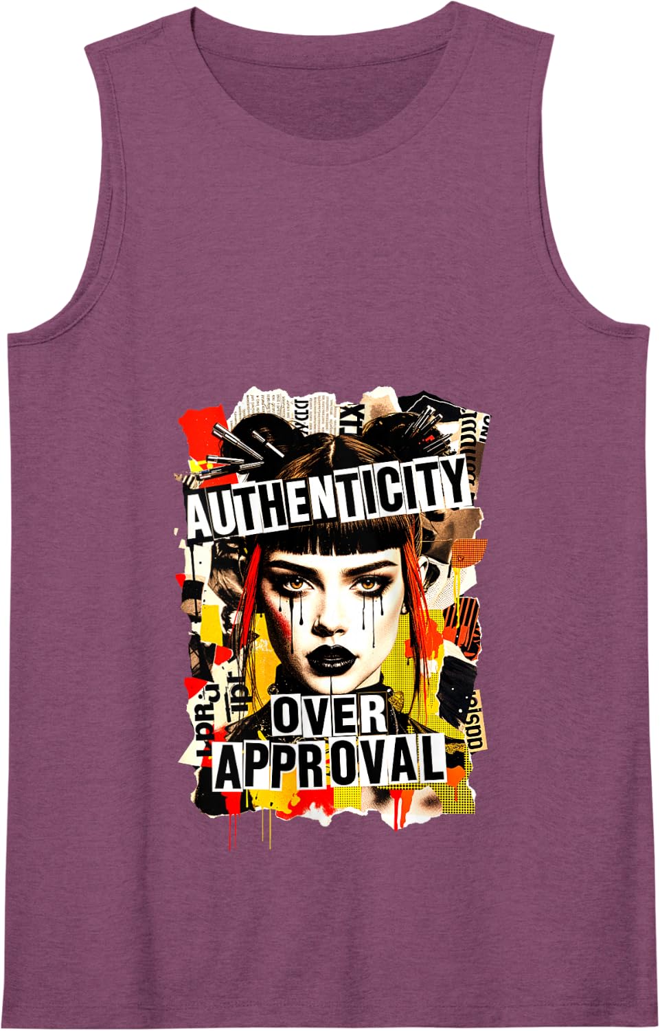 Vintage 90s Grunge Punk Collage Riot Grrrl Aesthetic Graphic Tank Top - Purple