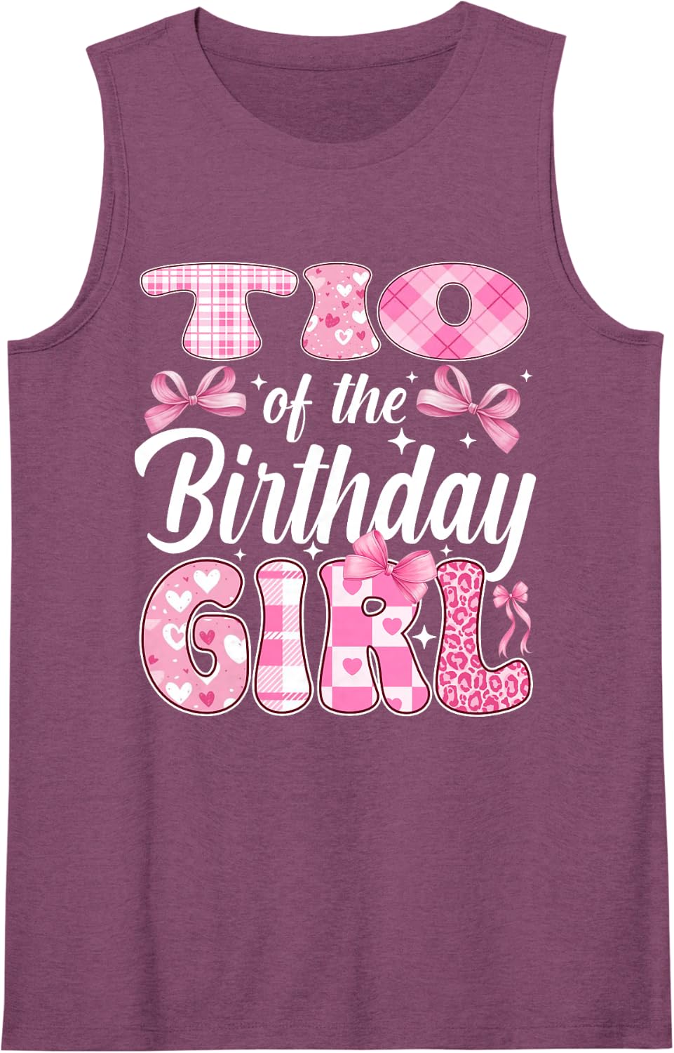 TIO of The Birthday Girl Family Pink Coquette Bow Sleeveless Tank Top - Purple