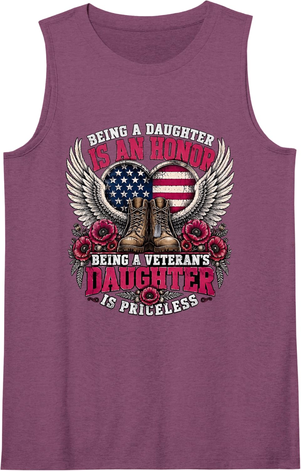 Being A Daughter is an Honor Being Veteran's Daughter Sleeveless Tank Top - Purple
