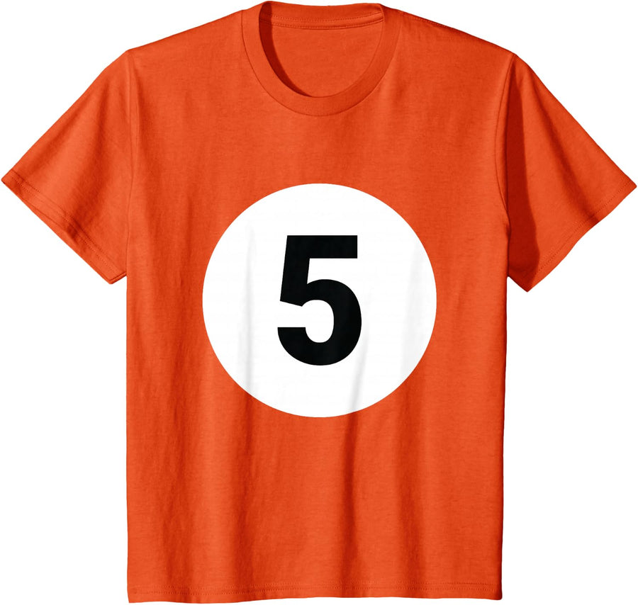 8 Pool Ball 5 Billiards Costume Halloween Group Matching T-Shirt - Orange
