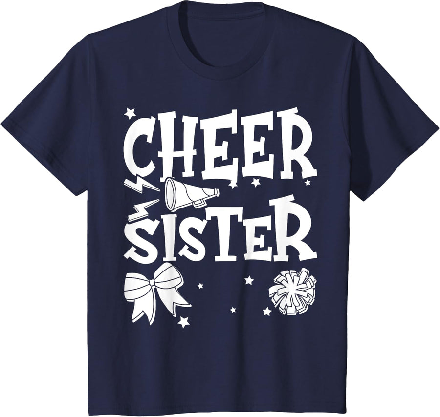 Luvsistermal Women's Cheer Sister Cheerleader Cheer Flyer T-Shirt, Black, X-Small - Navy Blue