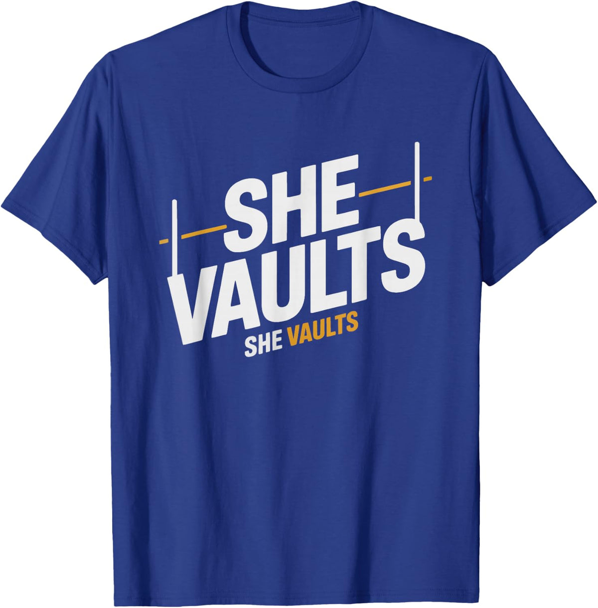 Female Pole Vaulter Track Athlete Woman Who Defies Gravity T-Shirt - Royal Blue