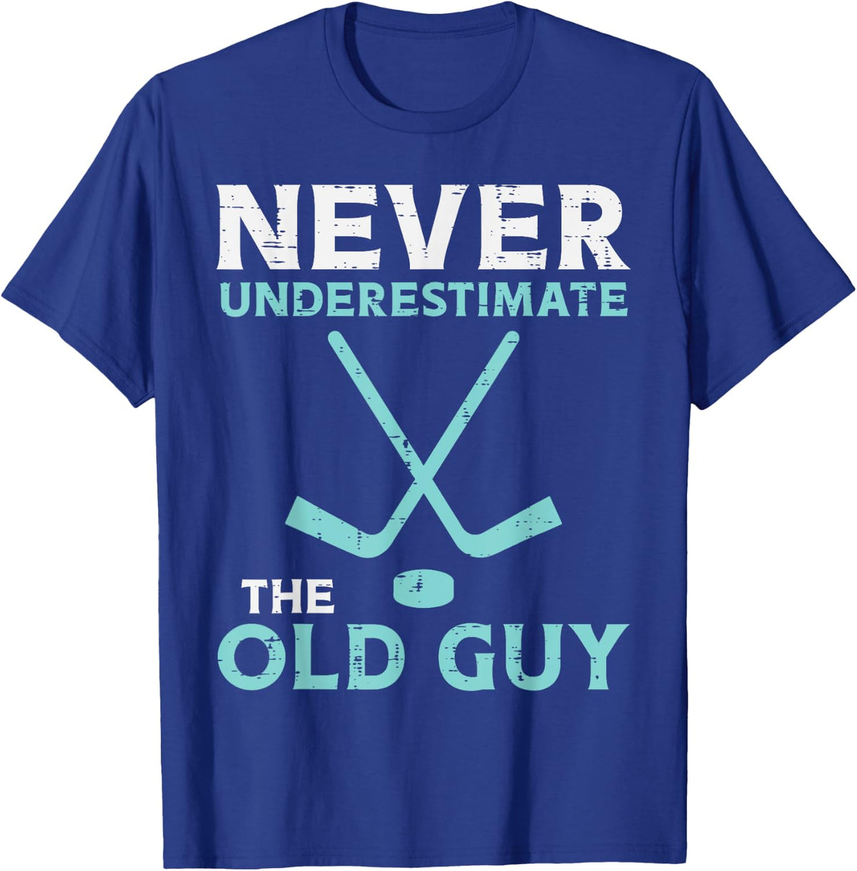 Never Underestimate The Old Guy Ice Hockey Funny Fathers Day T-Shirt - Royal Blue