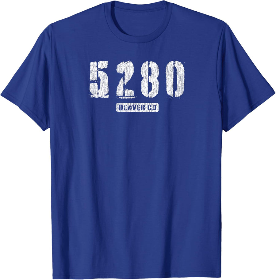 5280 Denver CO Edgy Rough Stencil Design With Details T-Shirt - Royal Blue