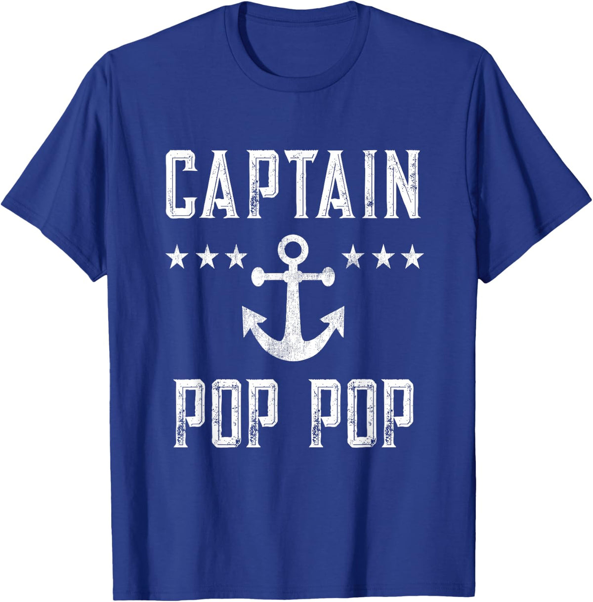 Personalized Captain Pop Pop Boating Retro Boat Anchor T-Shirt - Royal Blue