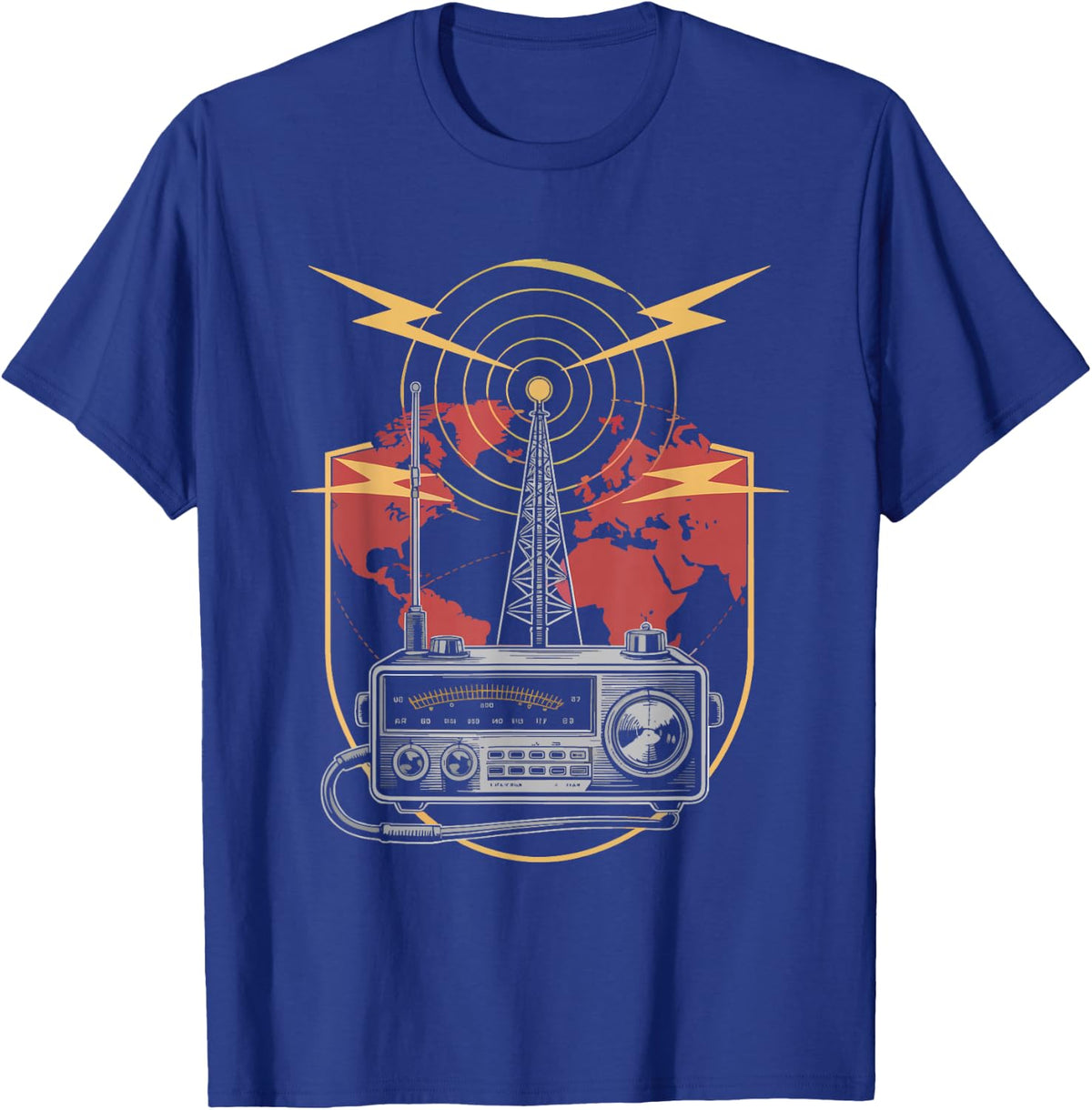 Ham Radio Operator Reaching World Backyard Antenna Tower T-Shirt - Royal Blue