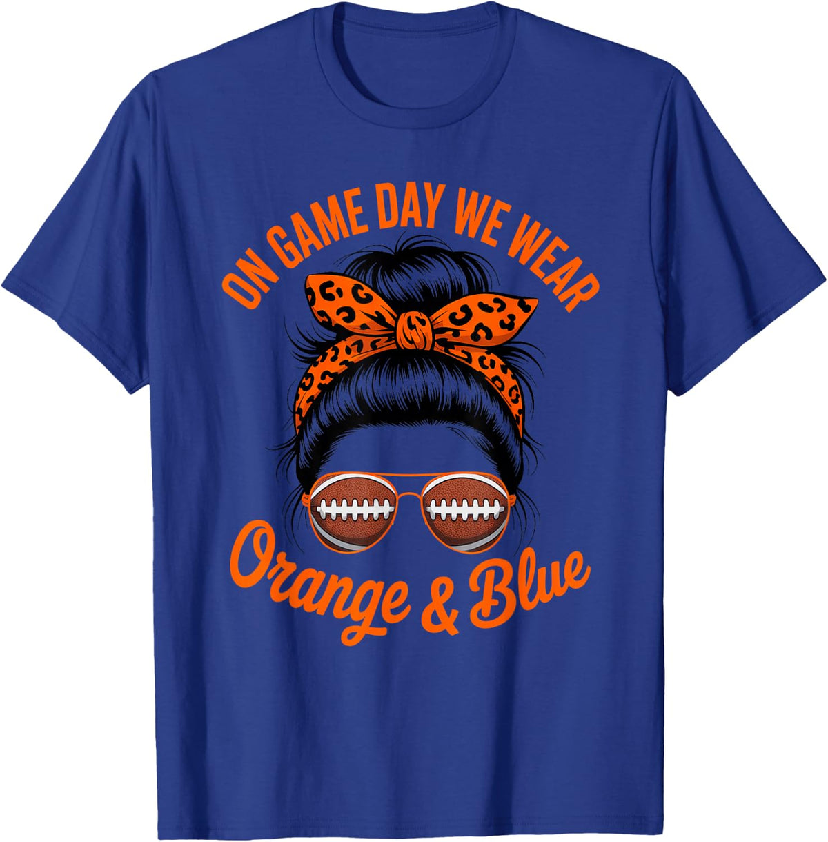 Retro Game Day WEAR Orange Blue Girl High School Sports Day T-Shirt - Royal Blue