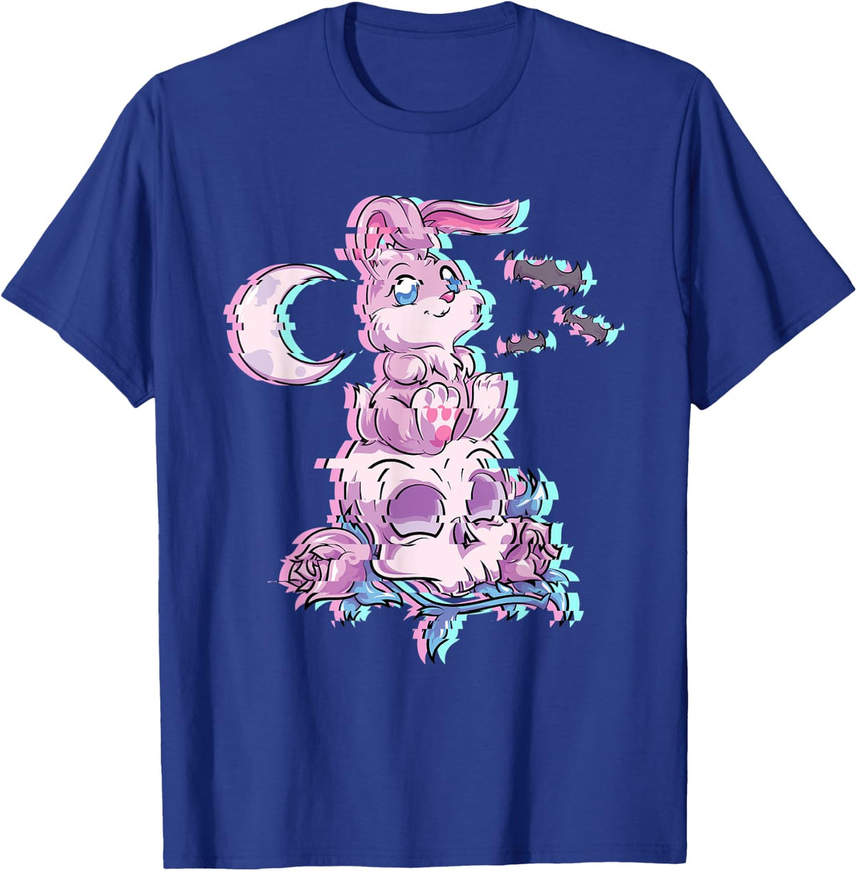 Kawaii Bunny Occult Dark Magic Anime Glitch Pastel Goth T-Shirt - Royal Blue
