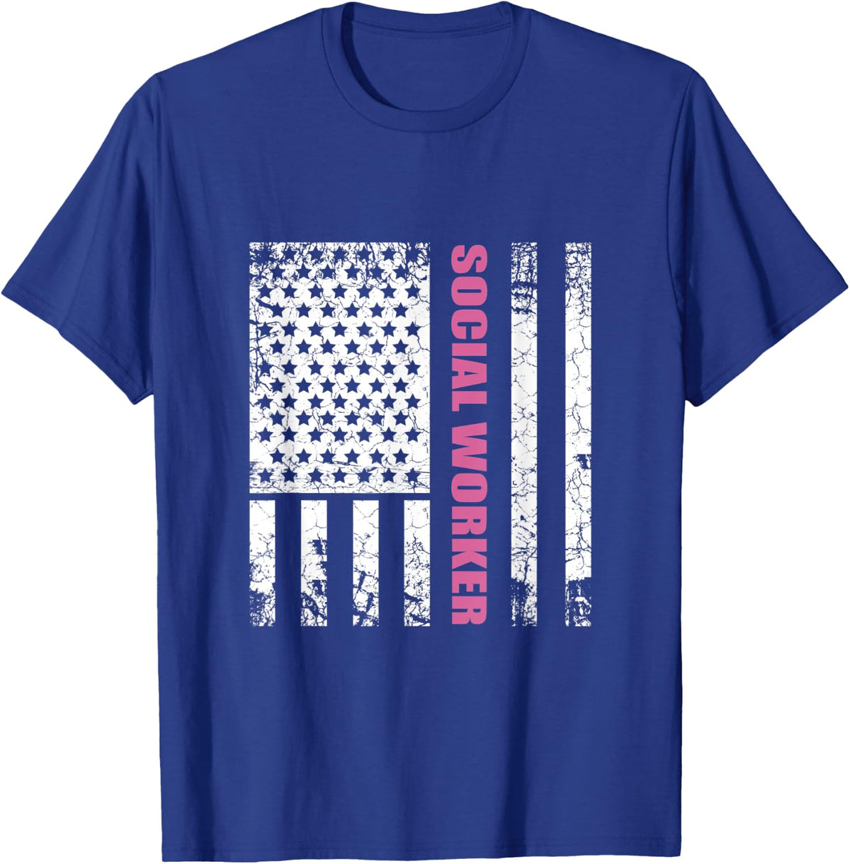 Social Worker T-Shirt US Flag USA Stars and Stripes T-Shirt - Royal Blue