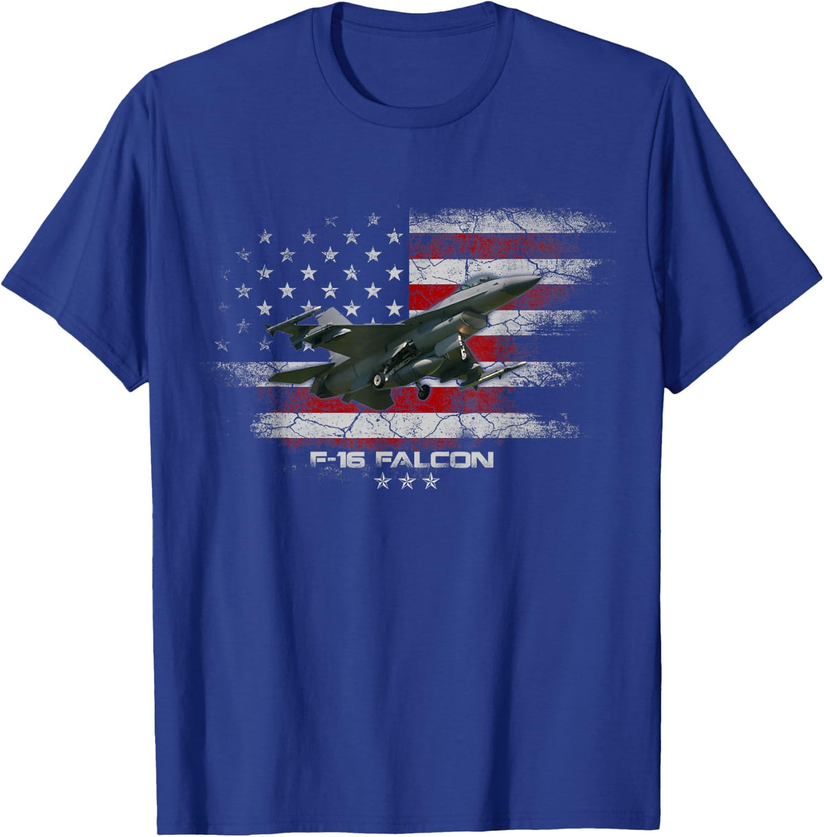 F-16 Falcon U.S Military Fighter Fighting Jet Pilot Veteran T-Shirt - Royal Blue