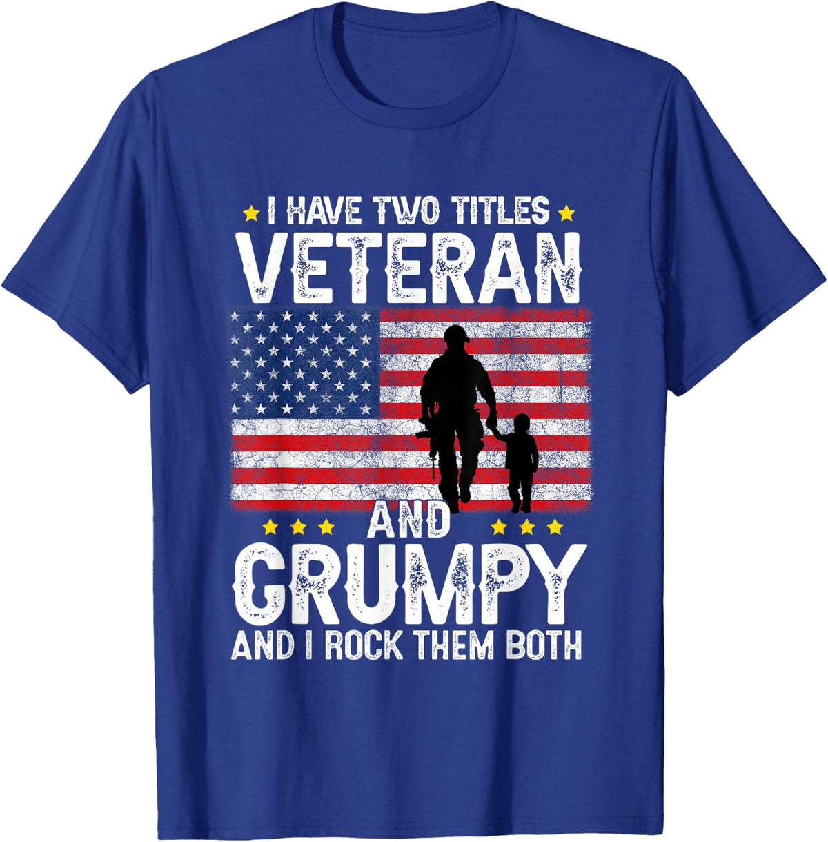 Mens Veteran Grandpa Grumpy Fathers Day Veteran Funny T-Shirt - Royal Blue