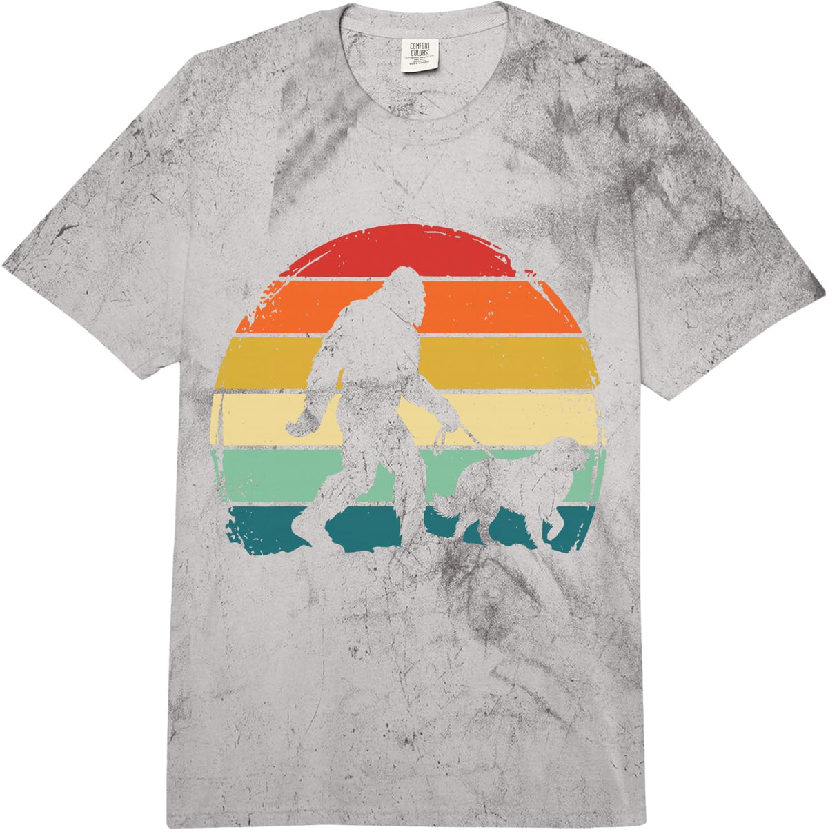 Great Pyrenees Bigfoot Retro Comfort Colors Adult Heavyweight T-Shirt - Adult Unisex Grey Tie Dye