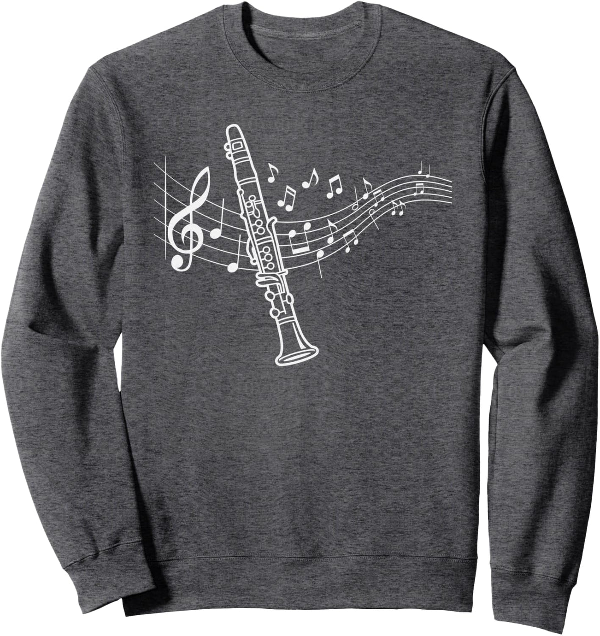 Clarinetist Music Notes Clarinet Sweatshirt - Adult Unisex Dark Heather Grey