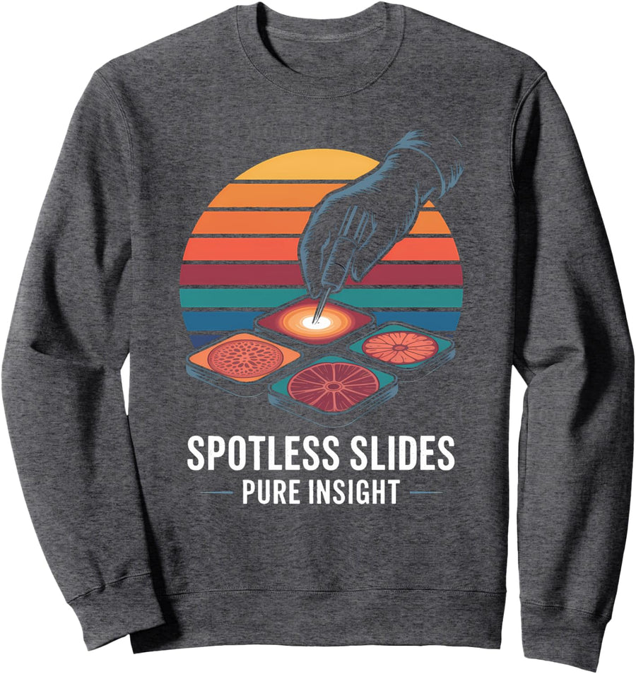 Cellular Biology Vintage Sunset Microscope Slide Sweatshirt - Adult Unisex Dark Heather Grey