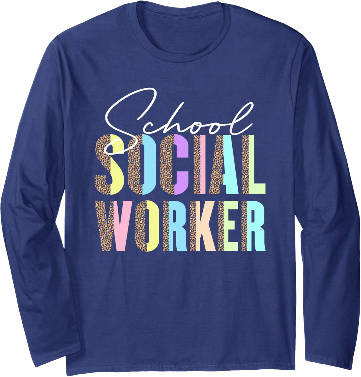 Social Work Back To School Day Social School Worker Long Sleeve T-Shirt - Adult Unisex Navy Blue