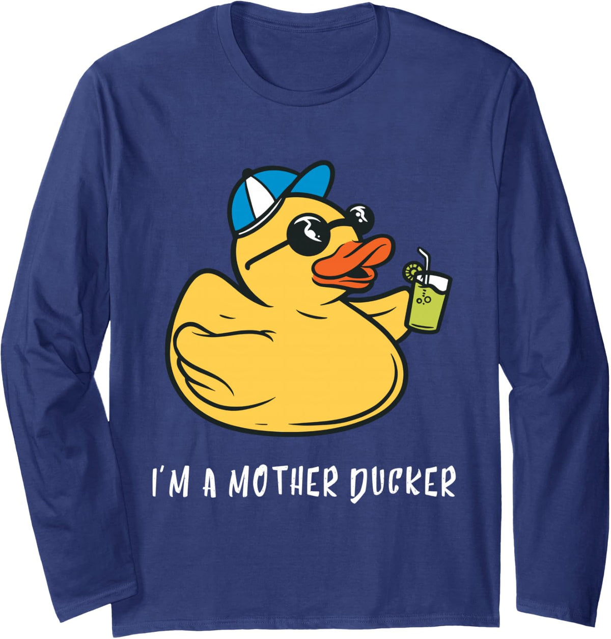 Rubber Duck Mother Duck Cute Duckie Rubber Duck Lover Long Sleeve T-Shirt - Adult Unisex Navy Blue