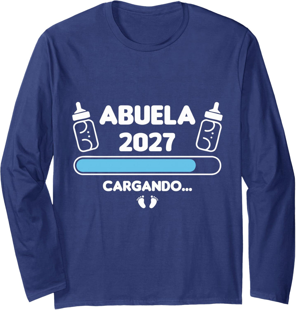 Abuela 2027 Cargando Barra de Carga Anuncio Embarazo Long Sleeve T-Shirt - Adult Unisex Navy Blue