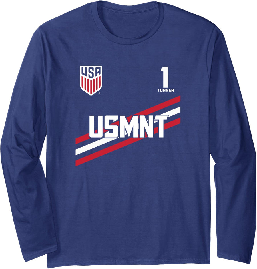 Matt Turner 1 Navy USMNT Officially Licensed Long Sleeve T-Shirt - Adult Unisex Navy Blue