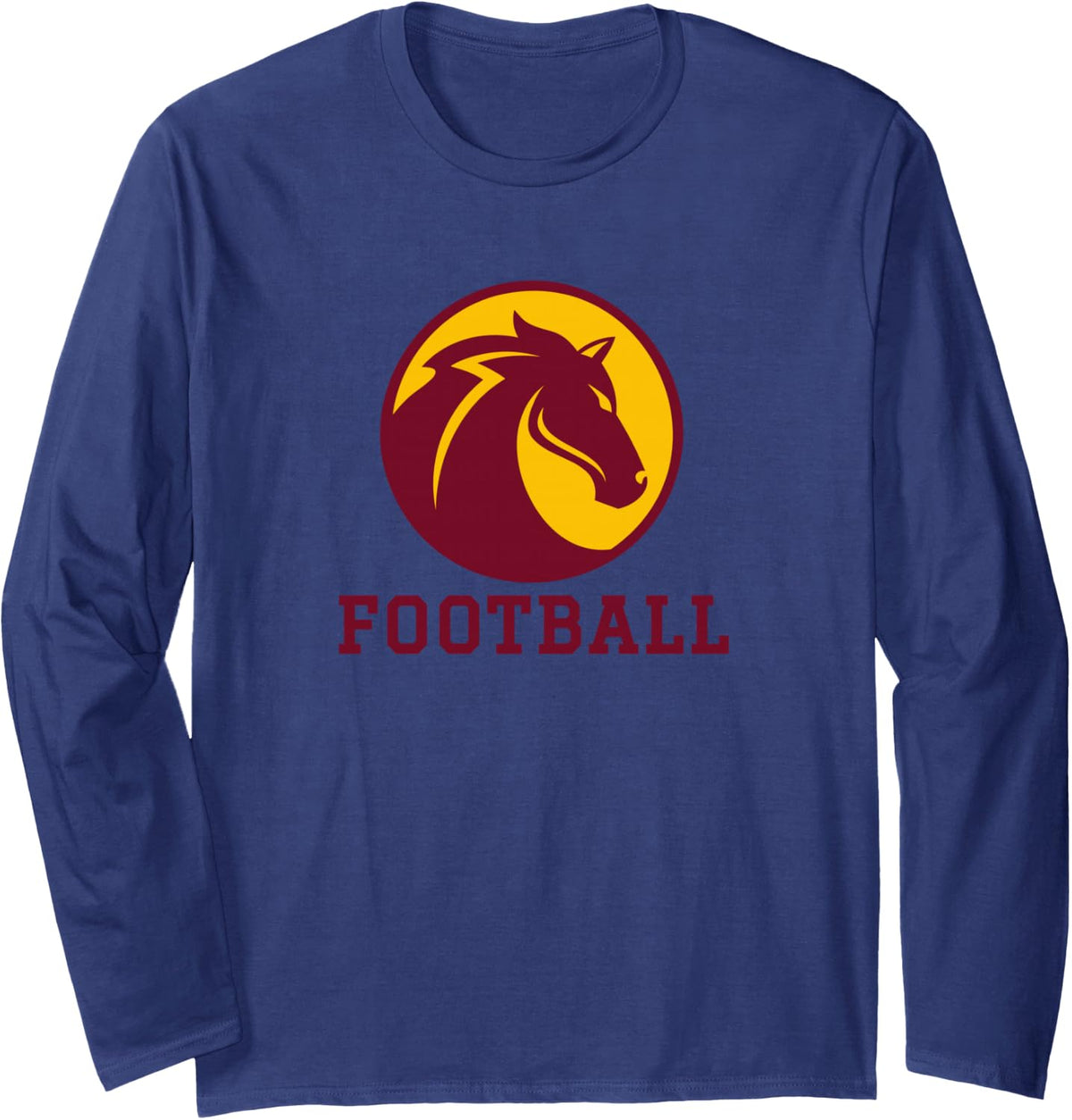 Arts & College Preparatory Logo Football Long Sleeve T-Shirt - Adult Unisex Navy Blue
