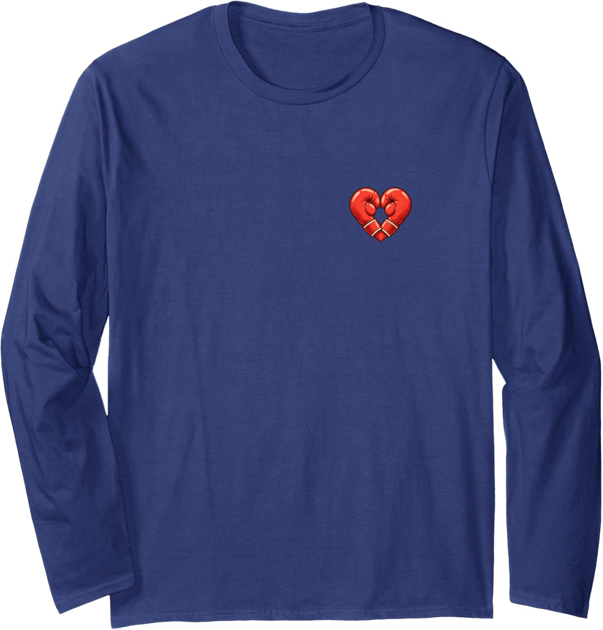 Boxing Gloves Heart Cute Minimalist Fighter Long Sleeve T-Shirt - Adult Unisex Navy Blue