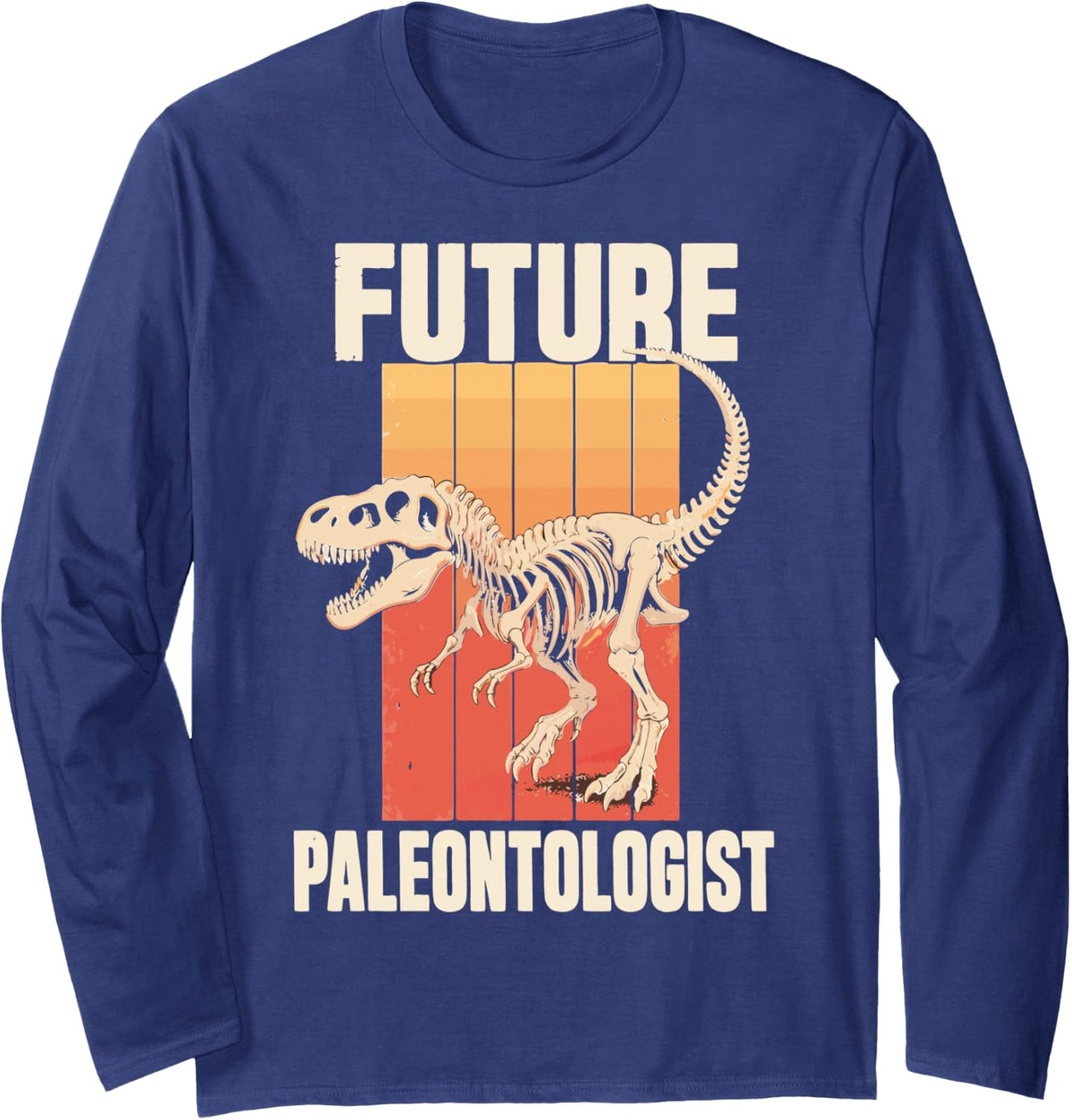 Kids Dinosaur Lover Future Paleontologist Long Sleeve T-Shirt - Adult Unisex Navy Blue