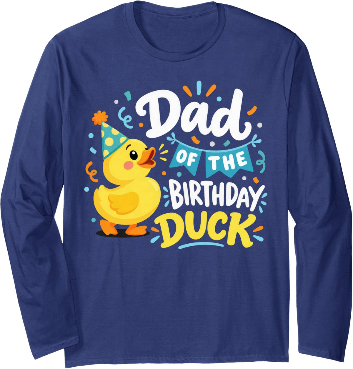 Cartoon Duck Lover Long Sleeve T-Shirt - Adult Unisex Navy Blue