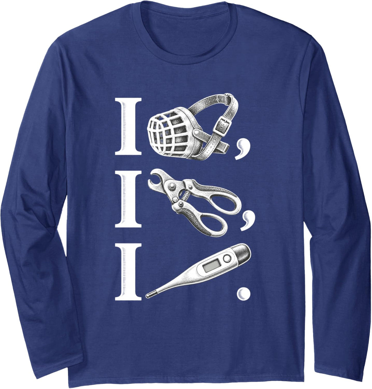 Funny Vet Tech Tools Humor Veterinary Technician Long Sleeve T-Shirt - Adult Unisex Navy Blue