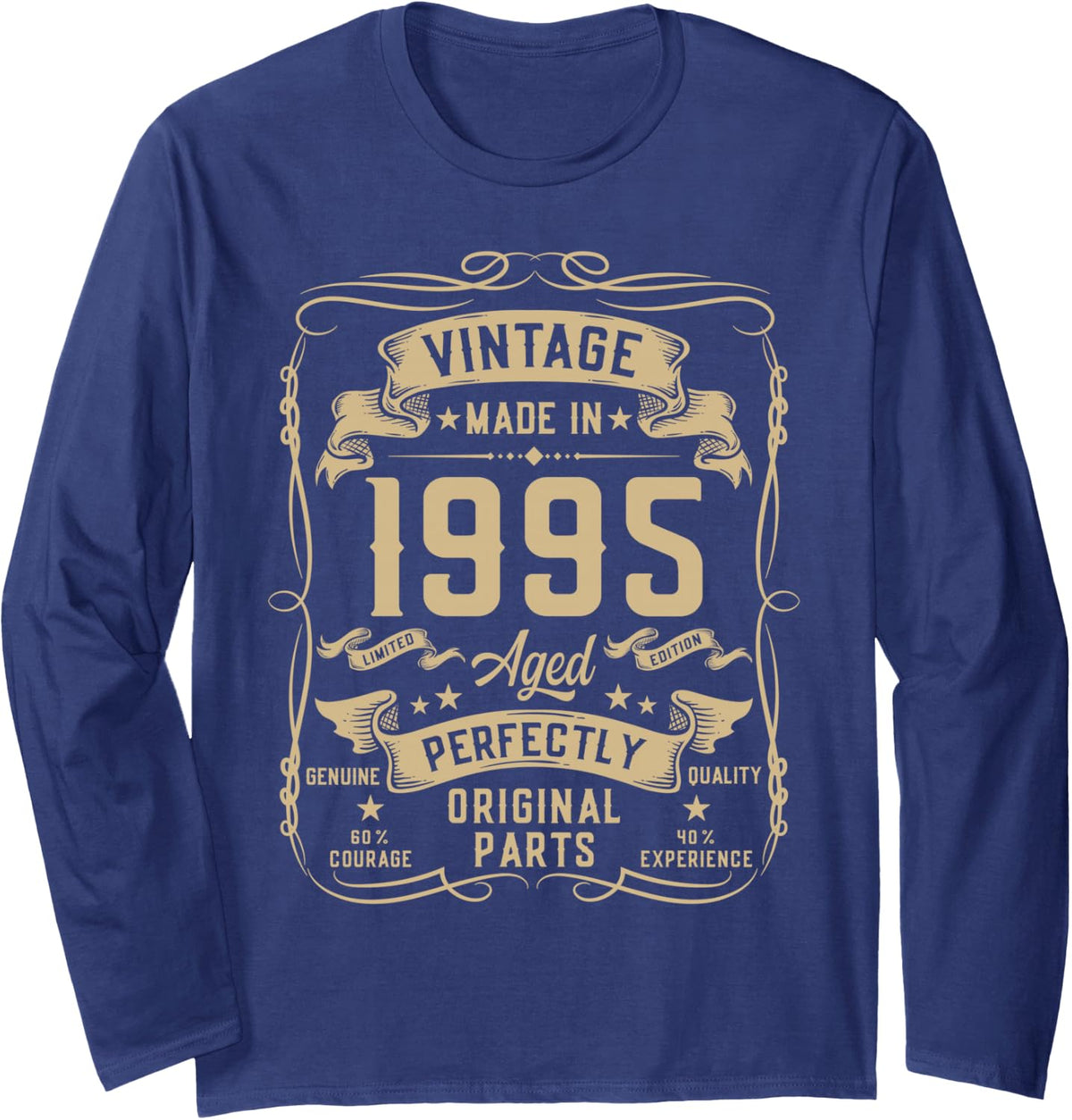 Vintage 1995 31yr 31st Birthday Gifts for Men 31 Years Old Long Sleeve T-Shirt - Adult Unisex Navy Blue