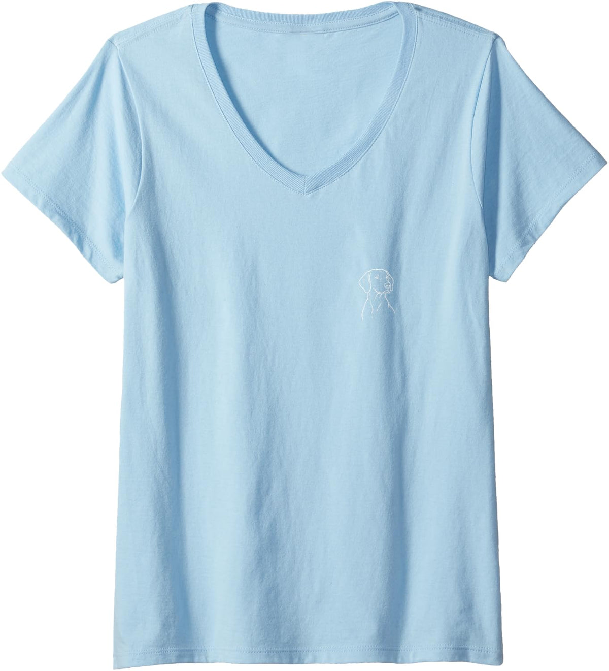 Women's Vizsla Dog Lover Cute Minimalist Doodle Pocket V-Neck T-Shirt - Baby Blue