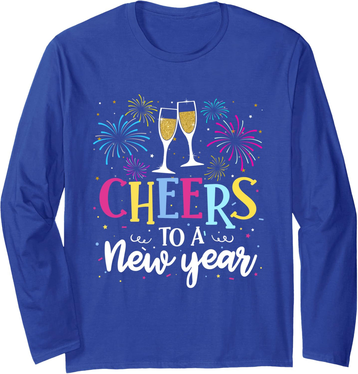 Wine Cheers To A New Year 2022 Long Sleeve T-Shirt - Adult Unisex Royal Blue