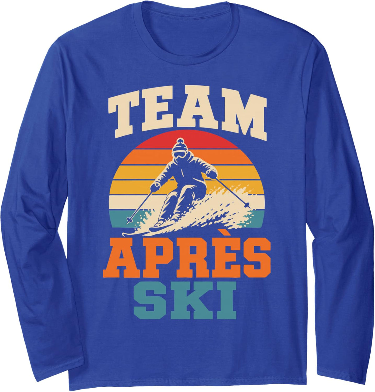 Skiing Team Winter Sports Funny Skier Crew Long Sleeve T-Shirt - Adult Unisex Royal Blue