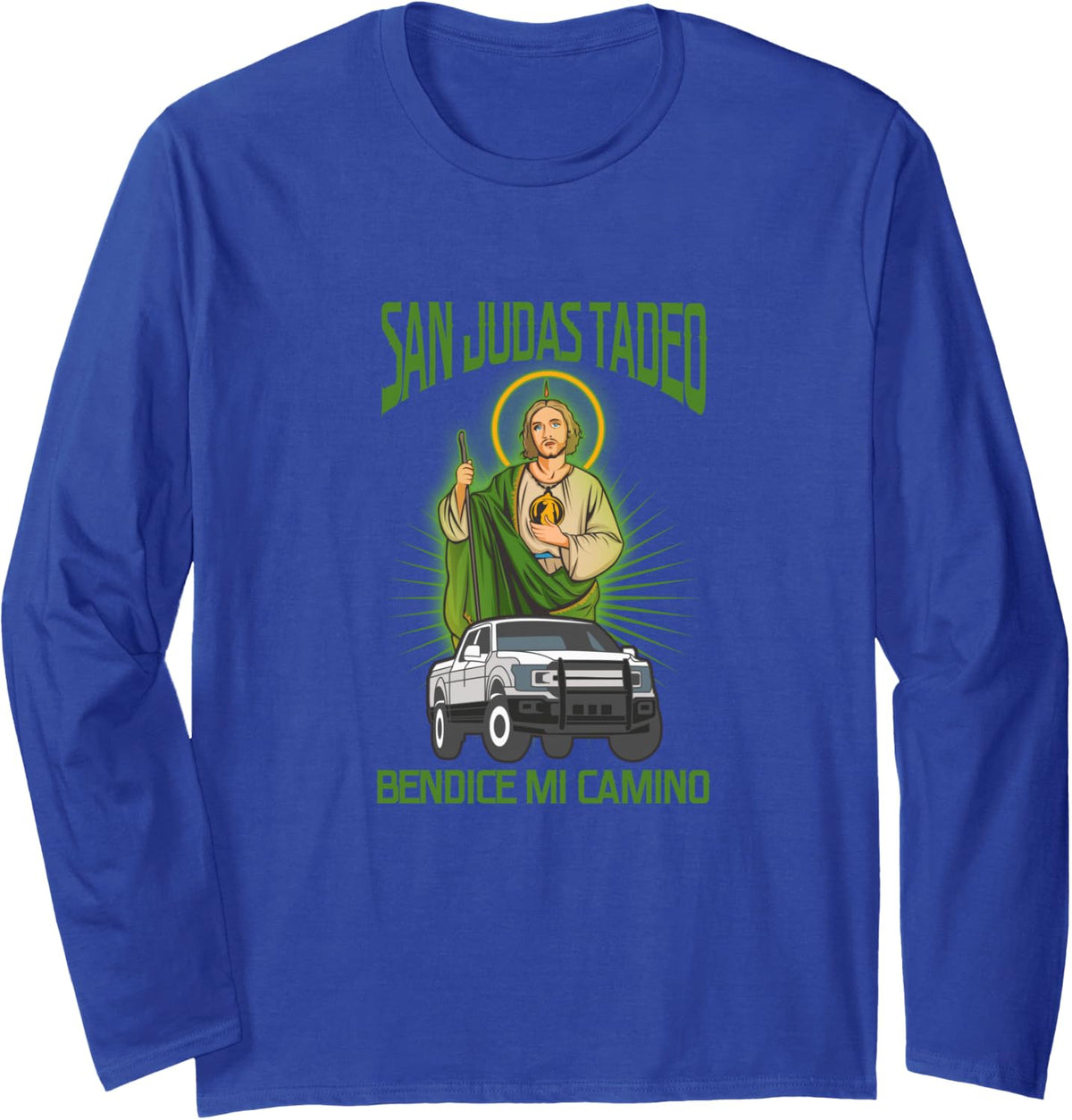 San Judas Tadeo Bendice Mi Camino Long Sleeve T-Shirt - Adult Unisex Royal Blue