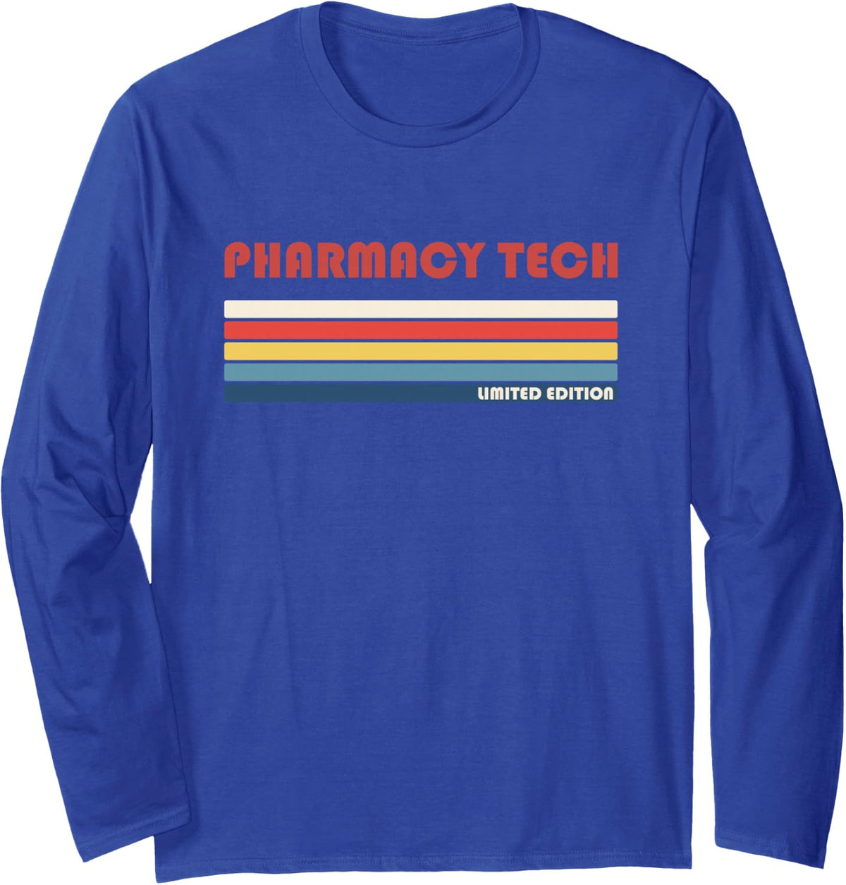 Pharmacy Tech Healthcare Medicalretro Vintage Long Sleeve T-Shirt - Adult Unisex Royal Blue