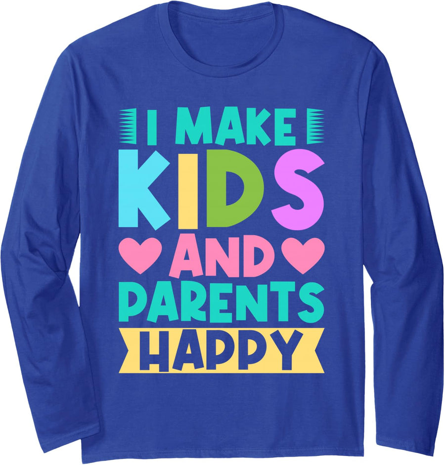Daycare Kids & Parents Happy Nanny Long Sleeve T-Shirt - Adult Unisex Royal Blue