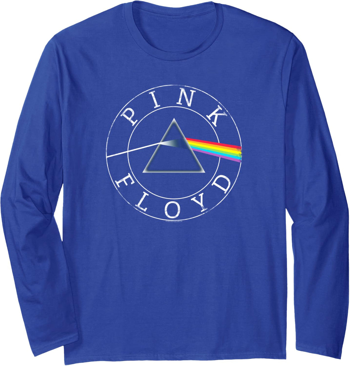 Official Pink Floyd Prism Circle Logo Rock Band Music Retro Long Sleeve T-Shirt - Adult Unisex Royal Blue