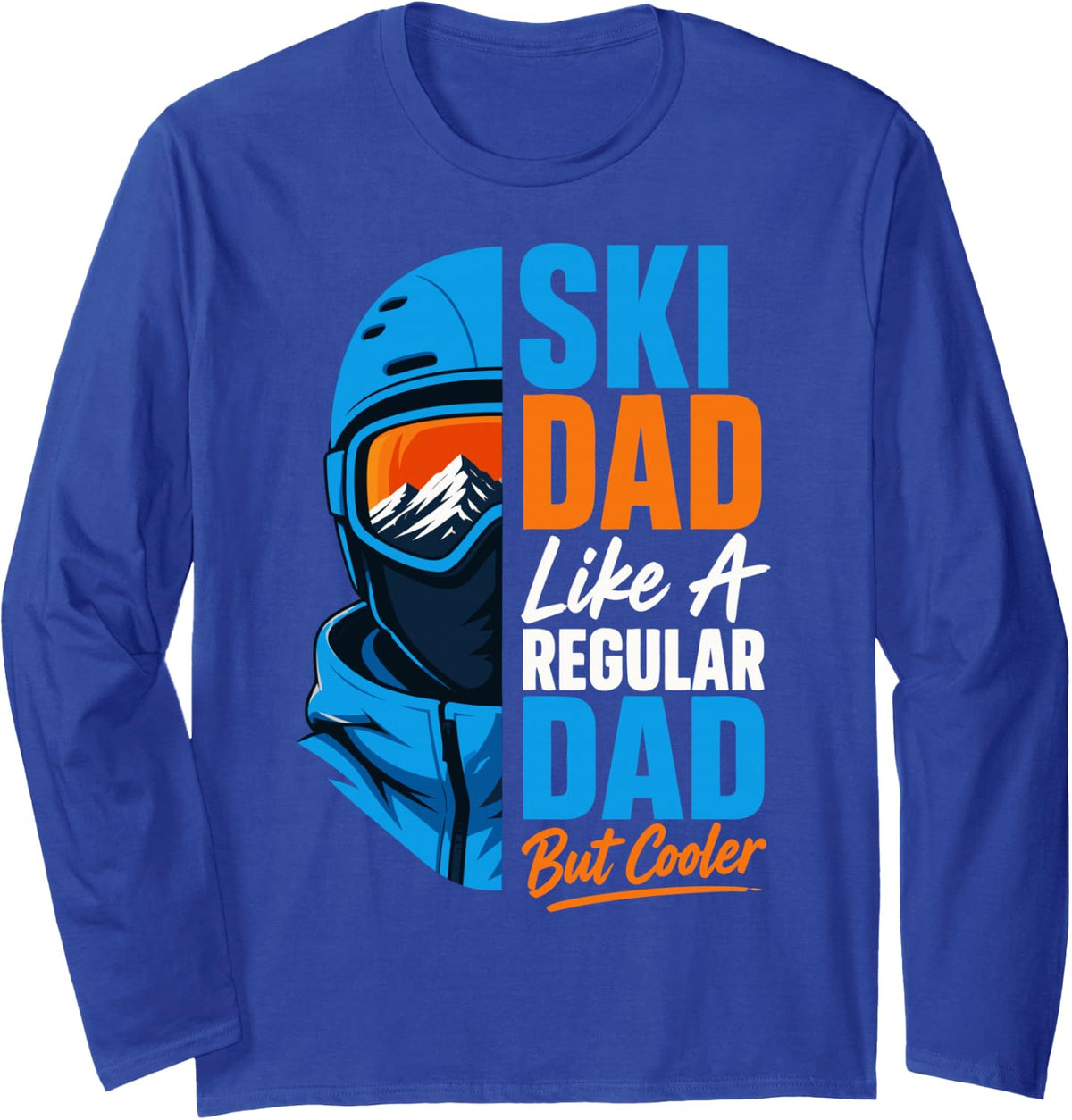 Dad Skiing Father Alpine Winter Sports Skier Long Sleeve T-Shirt - Adult Unisex Royal Blue