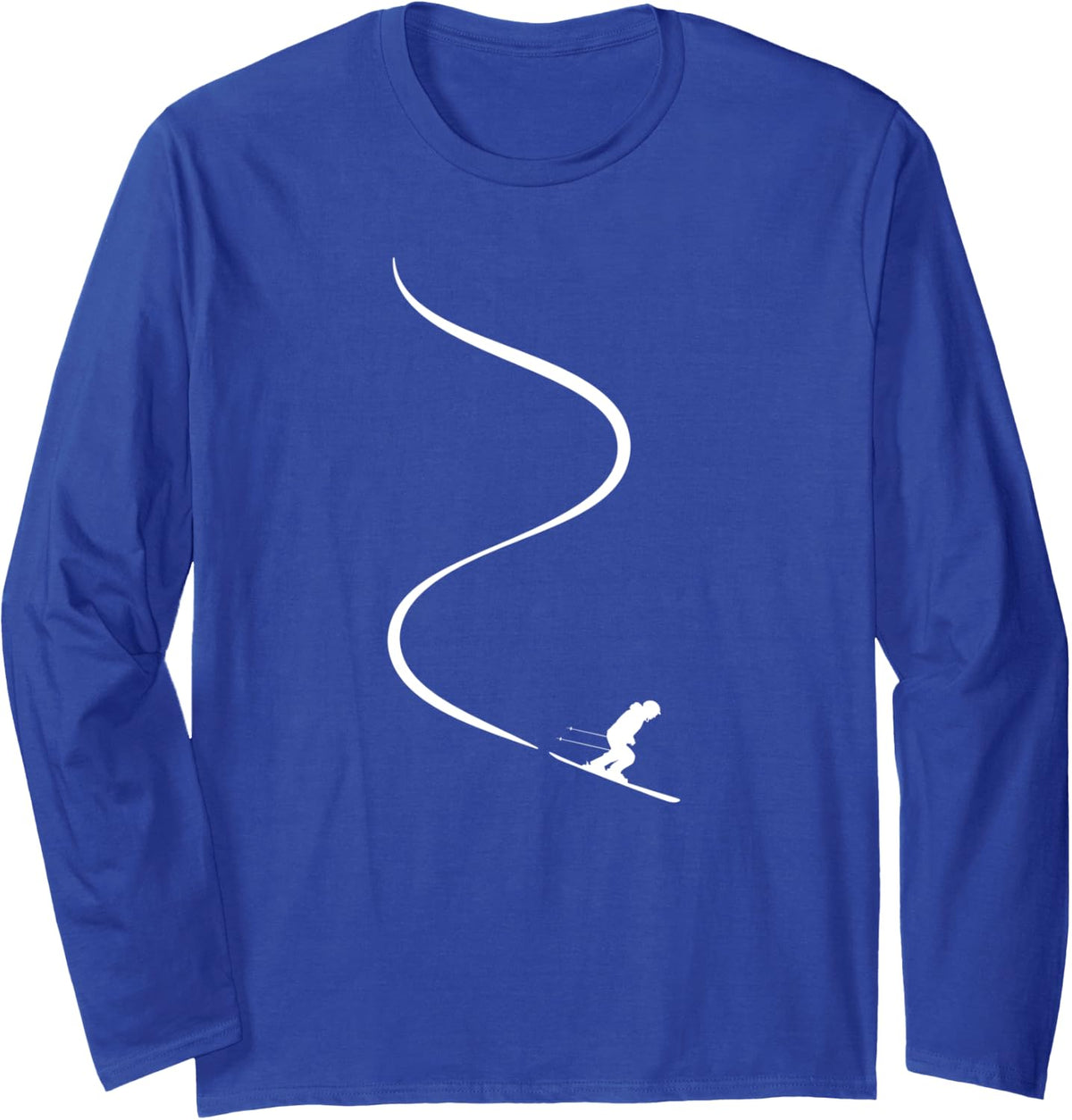 Skier with tracks in deep powder snow freeride gift Long Sleeve T-Shirt - Adult Unisex Royal Blue