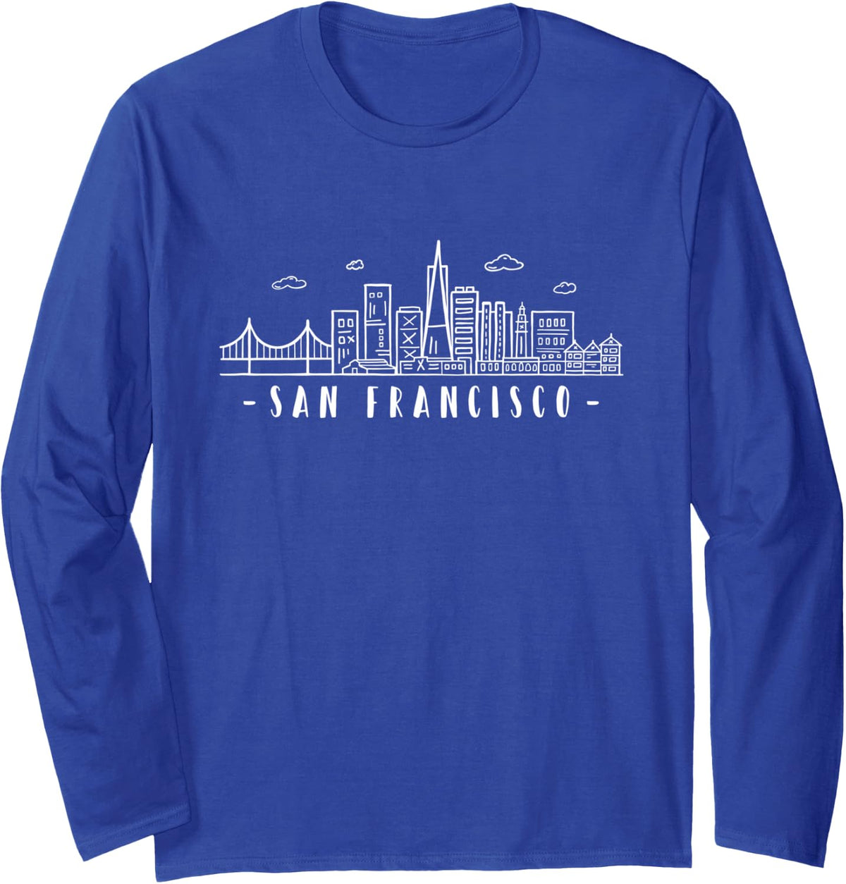 San Francisco Amerika Kalifornien Skyline Golden-Gate-Bridge Long Sleeve T-Shirt - Adult Unisex Royal Blue
