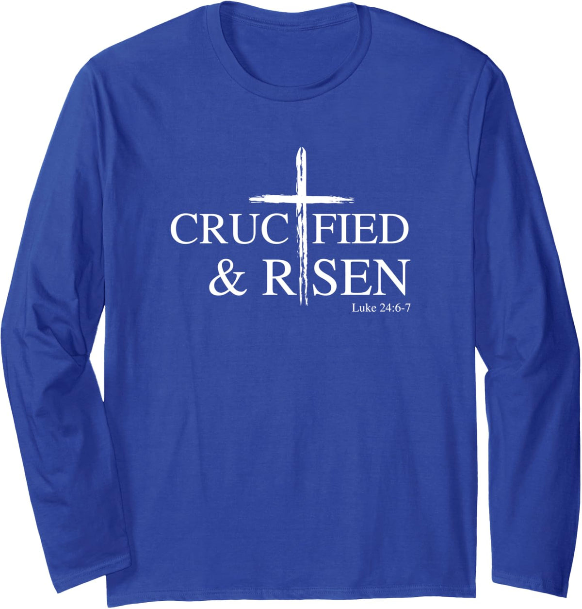 Jesus Is Risen Resurrection Cross Easter Sunday Christian Long Sleeve T-Shirt - Adult Unisex Royal Blue