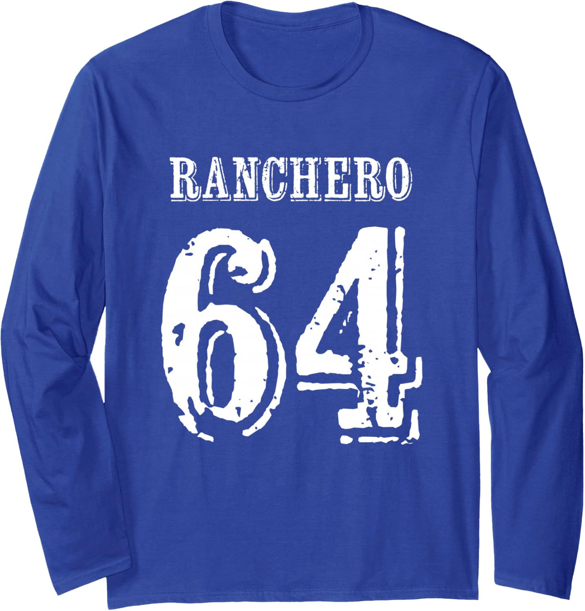 Jersey Style Ranchero 64 Spanish Rancher Cowboy Long Sleeve T-Shirt - Adult Unisex Royal Blue