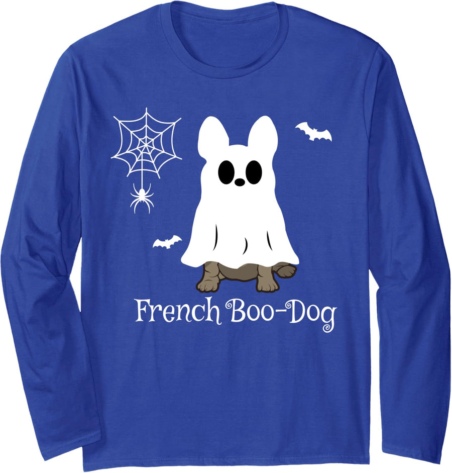 French Bulldog Halloween French Boo-Dog Dog Gift Long Sleeve T-Shirt - Adult Unisex Royal Blue