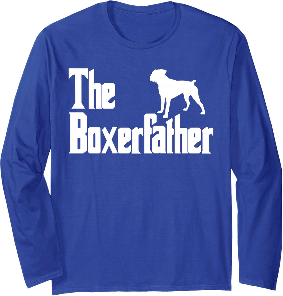 The BoxerFather Funny Boxer Dog Dad Shirt Men Gifts Long Sleeve T-Shirt - Adult Unisex Royal Blue