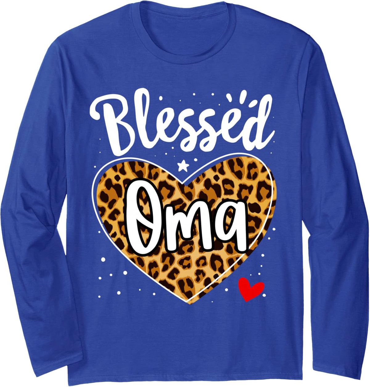 Blessed Oma Mom Leopard Print Nana Mother's Day Grandma Mama Long Sleeve T-Shirt - Adult Unisex Royal Blue