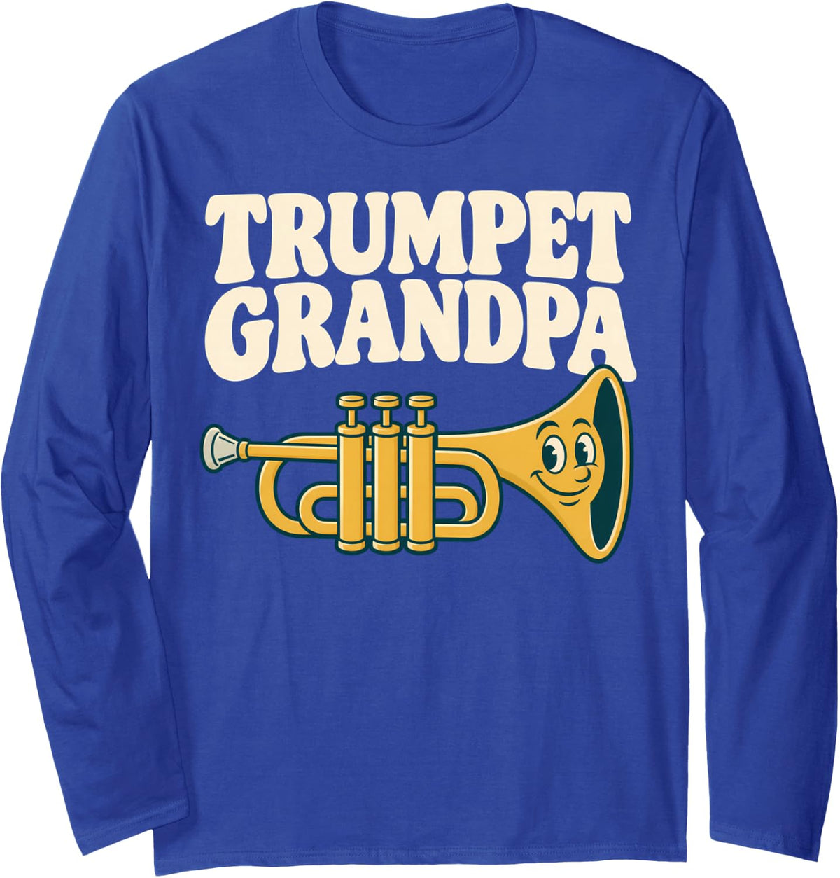 Trumpet Grandpa Brass Instrument Long Sleeve T-Shirt - Adult Unisex Royal Blue